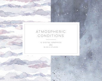 Atmospheric Conditions: Watercolor Cloud Patterns and Background Textures