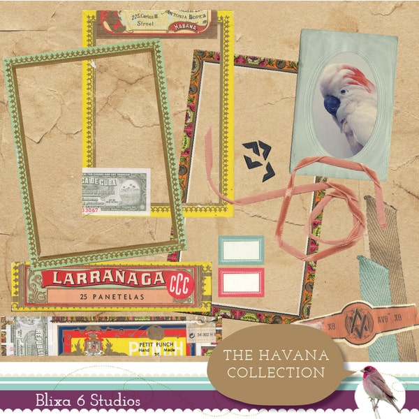 Cigar Box Digital Scrapbook Clip Art: A Collection of Rare Cigar Box Ephemera, Vintage Frames and Ribbons for Collages