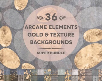 36 Arcane Elements Digital Patterns: Marble and Pebble Scrapbook Pages in Rose Gold, Watercolor and Textured Suede