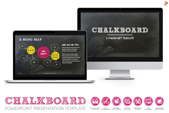 chalkboard powerpoint presentation template for creative etsy powerpoint photo albums