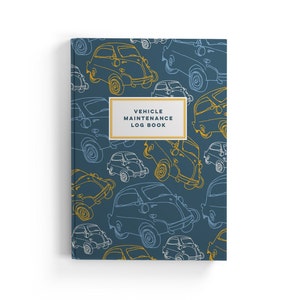 Vehicle Maintenance Journal | Micro-Car 6x9 Tax Notebook Paperback Hardback Cream Pages | Vintage Isetta Tiny-Car Cover & Modernist Design
