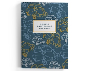 Vehicle Maintenance Journal | Micro-Car 6x9 Tax Notebook Paperback Hardback Cream Pages | Vintage Isetta Tiny-Car Cover & Modernist Design