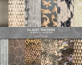 Silent Waters Digital Rose Gold and Watercolor Background Patterns & Textures