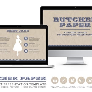 Vintage Design Powerpoint presentatie templates - slager papier voor eBooks, schuif Docs en Online cursus lay-outs