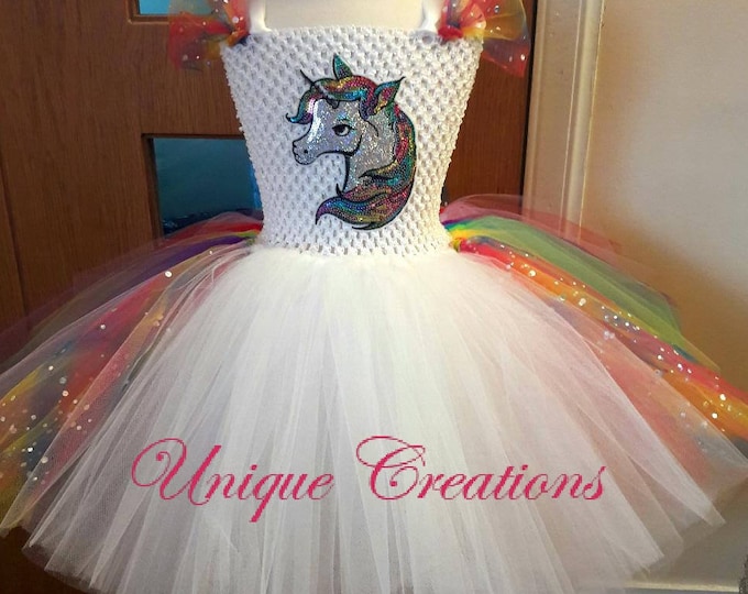 Rainbow unicorn tutu dress