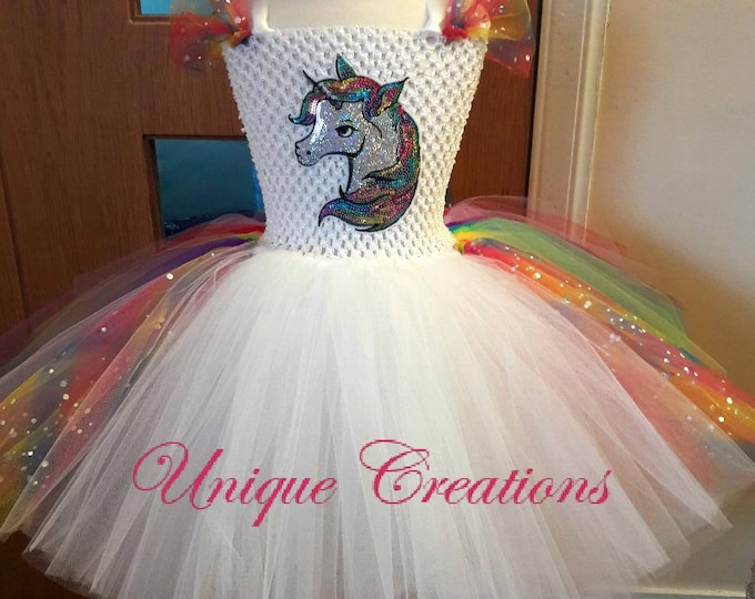 Rainbow unicorn tutu dress