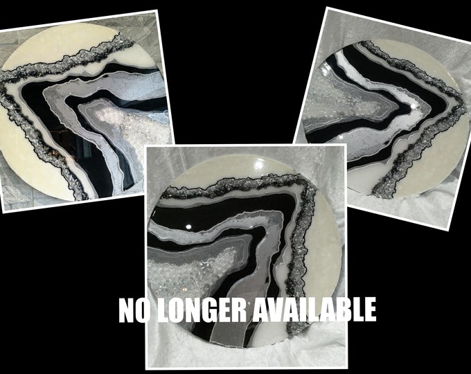 Stunning contemporary geode in black, white and silver 40cm diameter