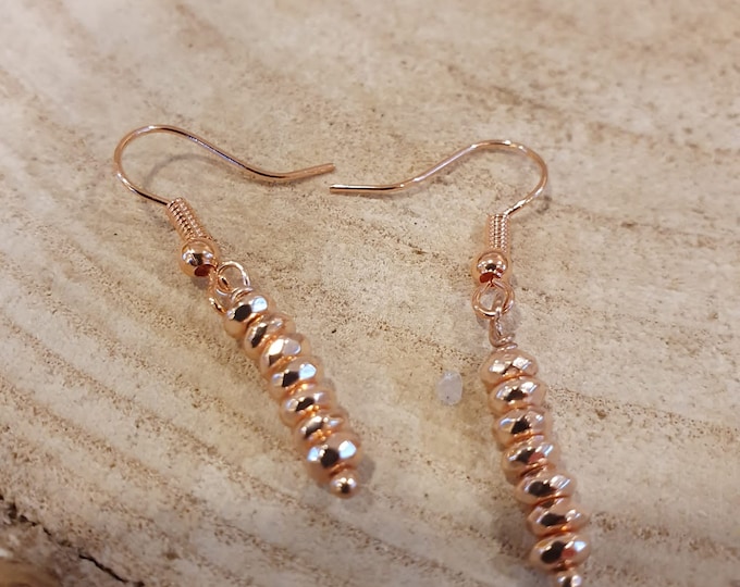 Rose gold and faceted metallic haematite rondelles
