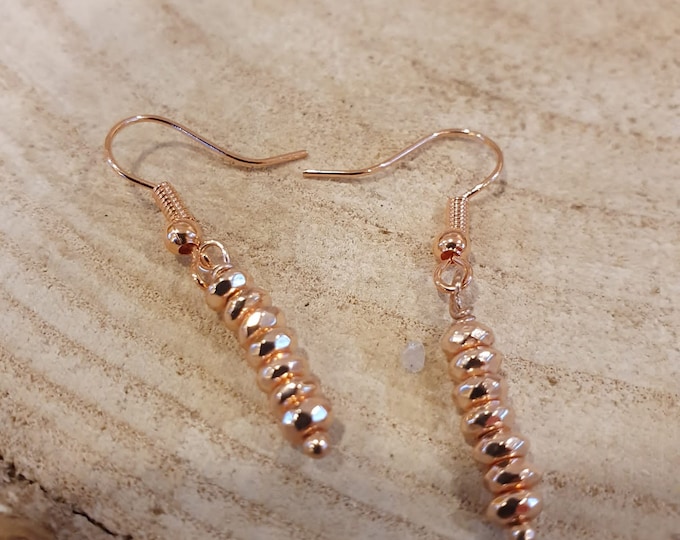 Rose gold and faceted metallic haematite rondelles