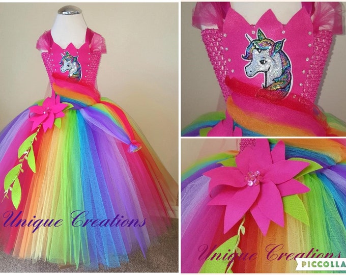 Beautiful bright rainbow unicorn dress