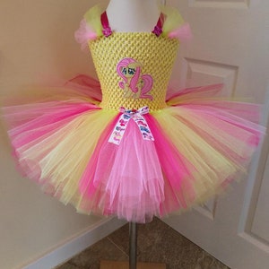 Fluttershy inspiriertes Tutu Kleid ab Alter 0,1,2,3,4,5,6,7,8,9,10