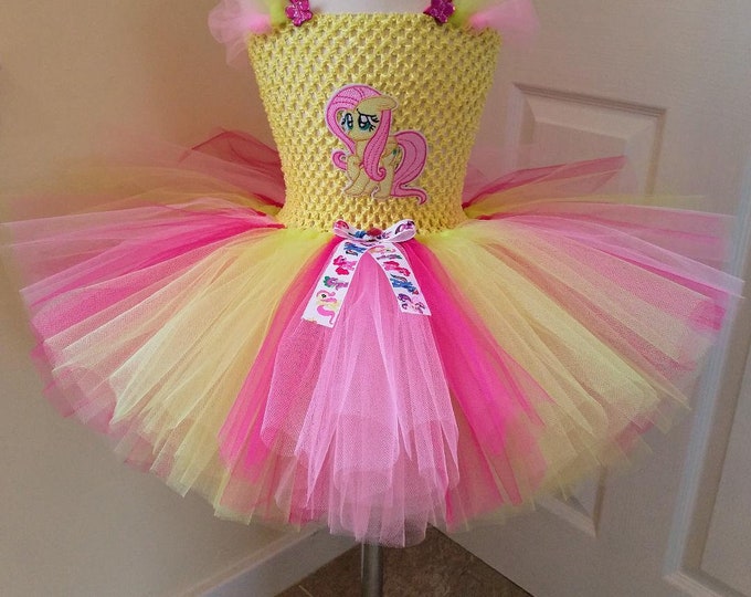 Fluttershy inspired tutu dress from age 0,1,2,3,4,5,6,7,8,9,10
