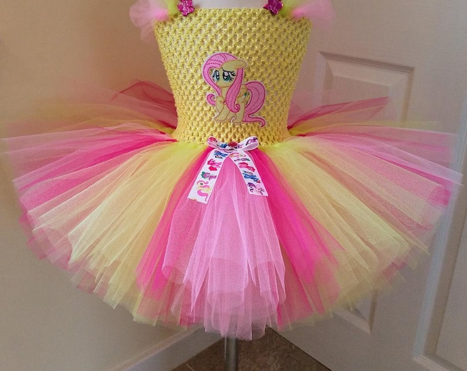 Fluttershy inspired tutu dress from age 0,1,2,3,4,5,6,7,8,9,10