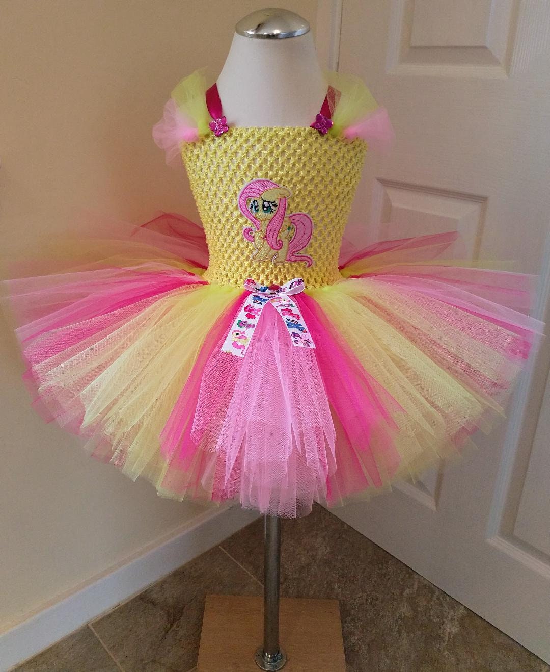 Fluttershy inspired tutu dress from age 0 1 2 3 4 5 6 7 8 9 10