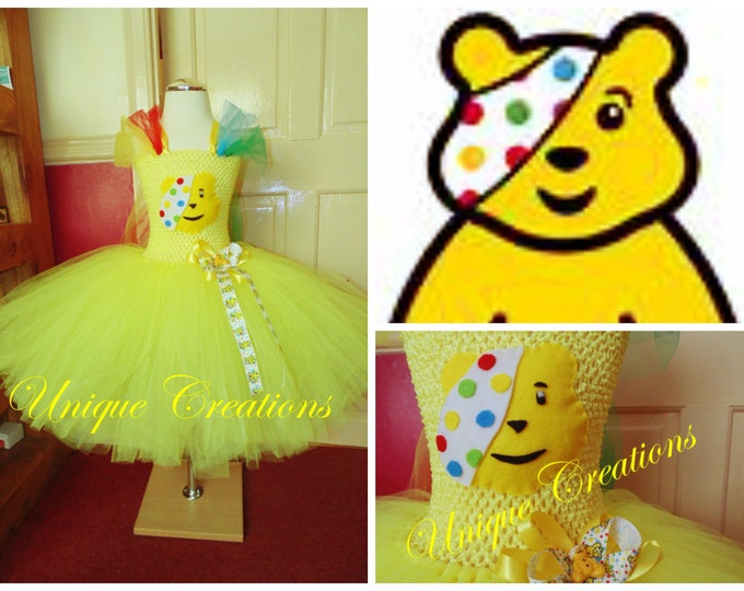 Pudsey (Children in need) Tutu dress age 1,2,3,4,5,6,7,8,9,10,11,12