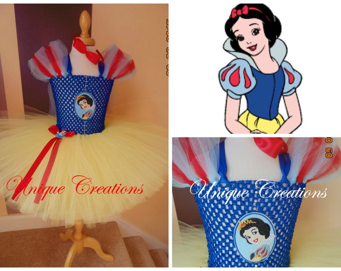 Snow White inspired tutu dress age  0,1,2,3,4,5,6,7,8,9,10