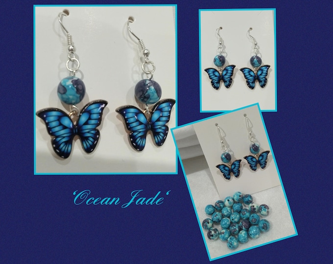 Ocean Jade and butterfly earrings