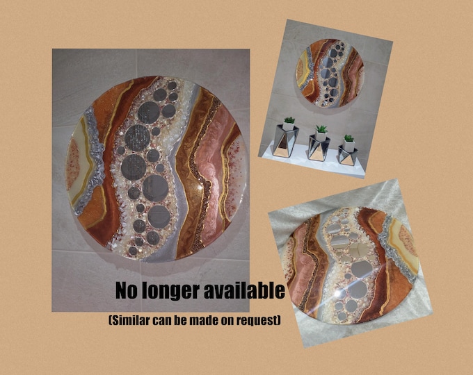 Stunning 40cm diameter geode style resin 3 D contemporary wall art OOAK