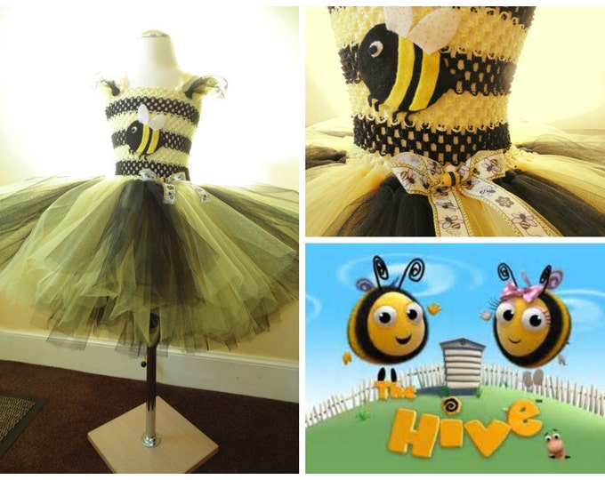 Bee tutu dress with 6 layers of tulle, and embellishments and ribbons