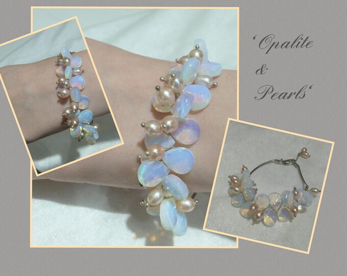 Stunning opalite and pearl bracelet