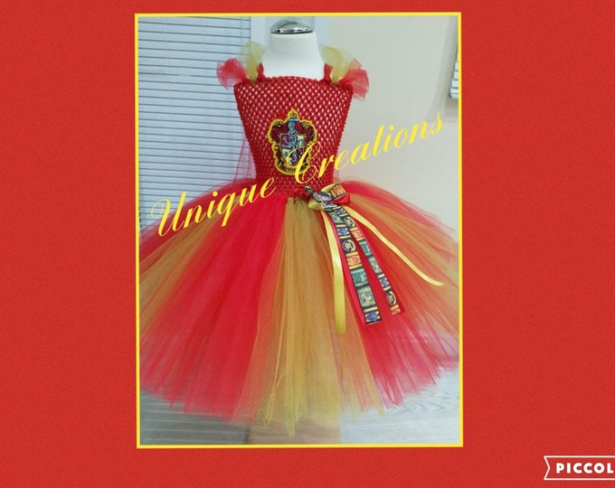 Red and gold wizard inspired tutu dress