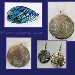 Abalone shell turtle earrings and necklace in silver