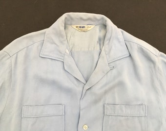1950s Rayon Gabardine Shirt Size M