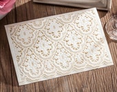 25 x White and Ivory Lace Laser Cut Wedding Invitations Ivory Wedding Invite.