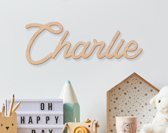Wooden Name Sign for Baby Nursery, Kid Bedroom Decor, Custom Name Cutout Acrylic