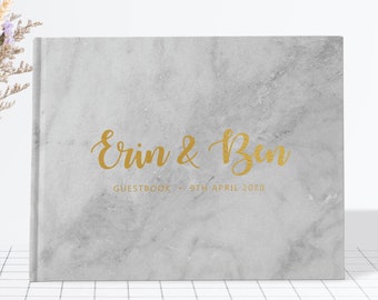 Marble Wedding Guest Book, Marble Guest Book, Marble Guestbook, Marble and Gold Wedding Guest Book, Color Choices Available, GB 156