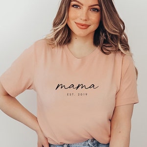 Personalized Mama Shirt New Mom Tshirt Minimalist Mama Est T Shirt Custom Mom Shirt Color Choices Available SKU: M001 image 3