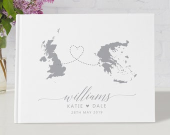 Personalized Map Wedding Guest Book, Map Wedding Guestbook, Destination Wedding Guest Book, Color Choices Available, GB 212