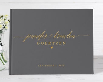 Wedding Guest Book | Grey and Gold | 50 Sheets of Paper | Color Choices Available | Design: PBL206