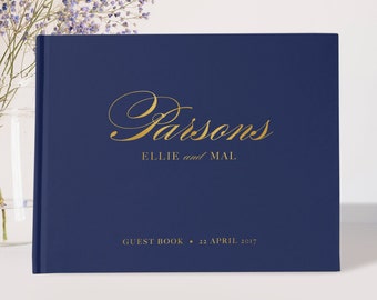 Gold Foil Guest Book, Navy and Gold Wedding Guest Book, Navy Blue Guest Book, Gold Guest Book, Color Choices Available, GB 107