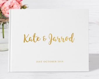 Gold Foil Wedding Guest Book, Gold Wedding Guest Book, Bridal Book, Color Choices Available, Design 171