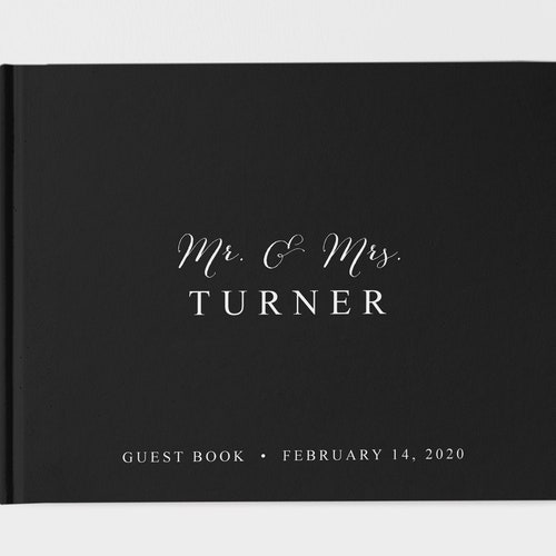 Modern Wedding Guest Book Black and White 100 Pages Etsy