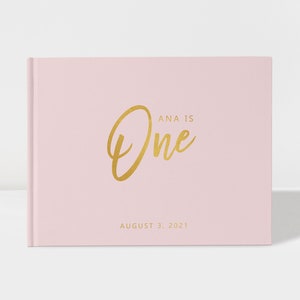 First Birthday Guest Book, Pink and Gold First Birthday, Baby Birthday Guest Book, Baby Girl Birthday, Color Choices Available, BB001