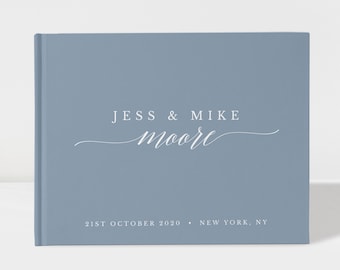 Wedding Guest Book | Dusty Blue and White | 50 Sheets of Paper | Color Choices Available | Design: 004