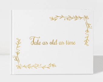 Wedding Guest Book | Tale as Old as Time | White and Gold | 50 Sheets of Paper | Color Choices Available | Design: PBL119