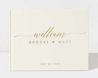 Wedding Guest Book | Ivory and Gold | 50 Sheets of Paper | Color Choices Available | Design: 005