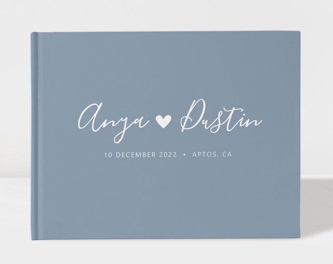 Wedding Guest Book Dusty Blue Heart Guest Book 50 Sheets Etsy