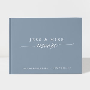 Wedding Guest Book | Dusty Blue and White | 50 Sheets of Paper | Color Choices Available | Design: 004