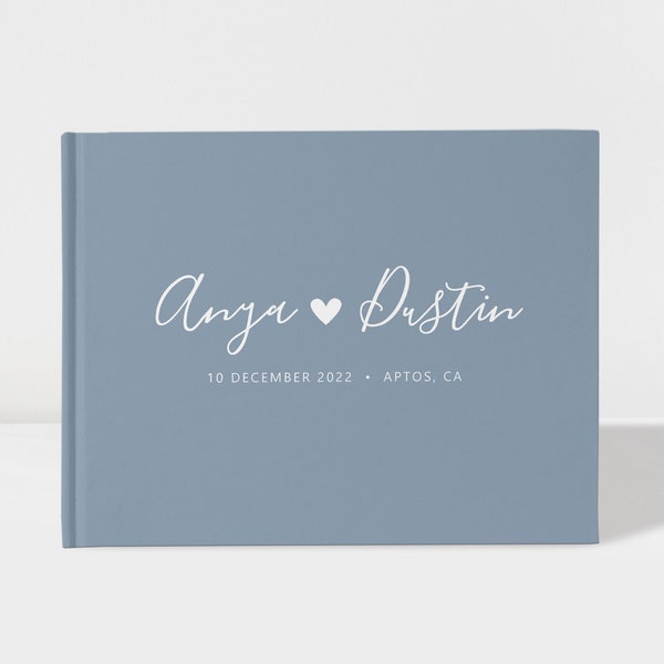 Wedding Guest Book | Dusty Blue | Heart Guest Book | 50 Sheets of Paper | Color Choices Available | Design: 014