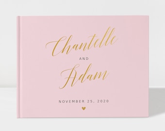 Blush and Gold Wedding Guest Book Personalised, Gold Foil Guest Book, Gold Guest Book, Color Choices Available, GB 120