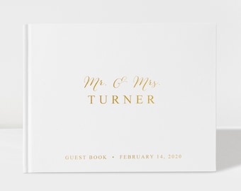 Wedding Guest Book | White and Gold Foil | 50 Sheets of Paper | Color Choices Available | Design: PBL039