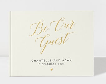 Wedding Guest Book | Be Our Guest | Ivory and Gold | 50 Sheets of Paper | Color Choices Available | Design: PBL202