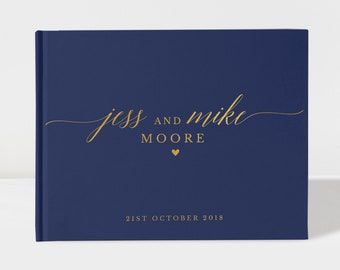 Hochzeitsgästebuch | Marine und Goldfolie | 50 Blatt Papier | Farbauswahl verfügbar | Design: PBL187