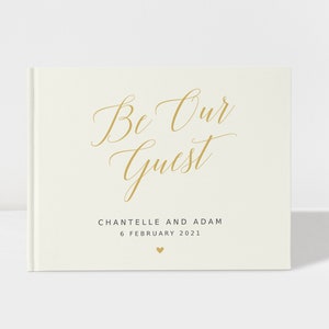 Wedding Guest Book | Be Our Guest | Ivory and Gold | 50 Sheets of Paper | Color Choices Available | Design: PBL202