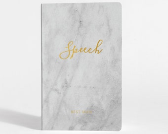 White Marble Wedding Speech Booklet, Best Man Wedding Speech Book, 5.25 x 8.25 inches | Design: 014