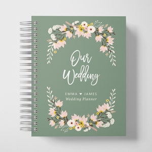 Wedding Planner Book Personalized | Engagement Gifts | Sage Wedding | Color Choices Available | 6 x 9 inches | Design: P030